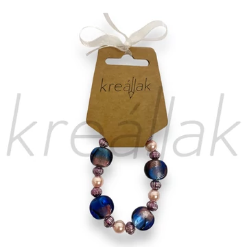 Karkötő - Lila festett cseh üveggyöngy karkötő