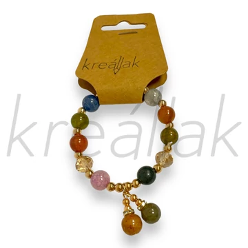 Karkötő - Színes gyöngyös karkötő ,gyöngy fityegővel