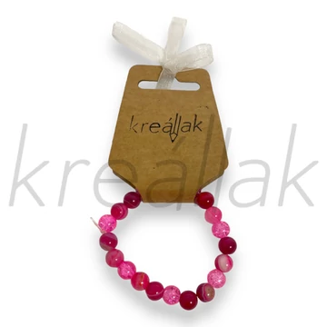 Ásvány karkötő - Pink achát és üveggyöngy karkötő