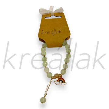 Karkötő - Fehér karkötő szivárvány medállal