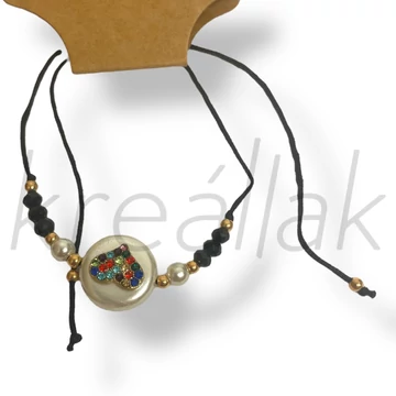 Fekete szíves karkötő