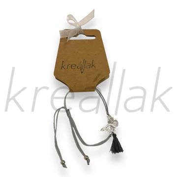 Karkötő - Szürke zsinóros lepkés karkötő