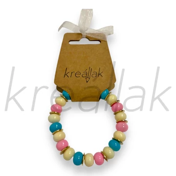 Karkötő - Pink-türkíz gyöngyös karkötő