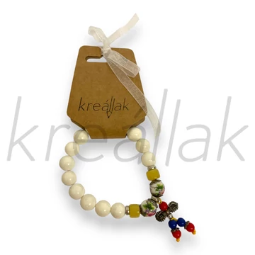 Ásvány karkötő - Fehér kagyló karkötő medállal