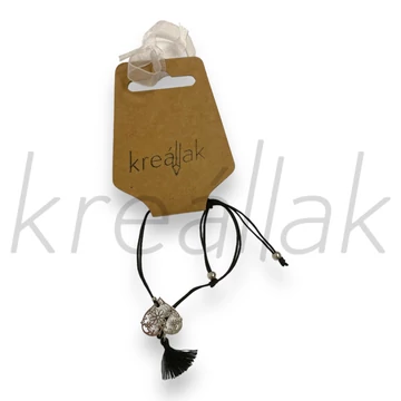 Karkötő - Fekete karkötő mandala medállal