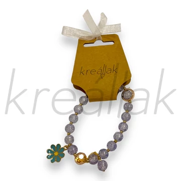 Karkötő - Üveg gyöngyös karkötő kék margarétával