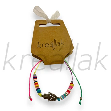 Karkötő - Színes gyöngyös karkötő Hamsa kézzel