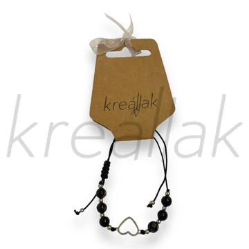 Karkötő - Fekete karkötő szívvel