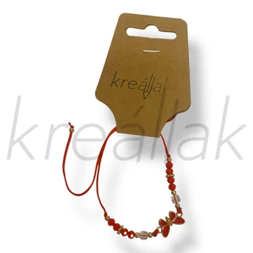 Piros lepke medál karkötő