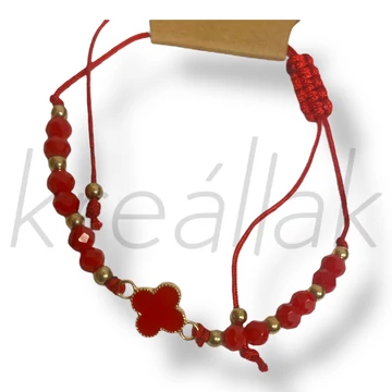 Piros virág medál karkötő