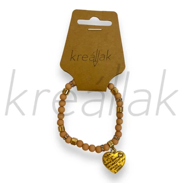 Karkötő - Rózsaszín gyöngyös szív medálos karkötő