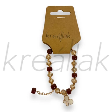 Karkötő - Barna gyöngyös , lepkés karkötő