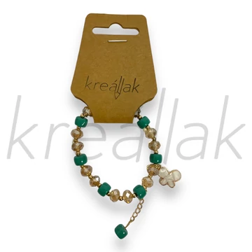 Karkötő - Zöd gyöngyös lepkés karkötő