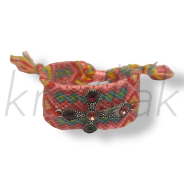 Pink szövött köves karkötő