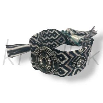 Fekete szőtt köves karkötő