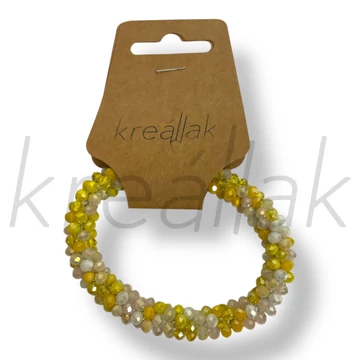 Apró gyöngyös sárga-fehér karkötő