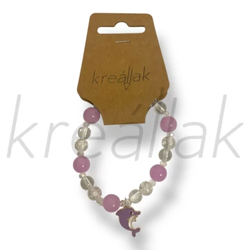 Lila delfin medál karkötő