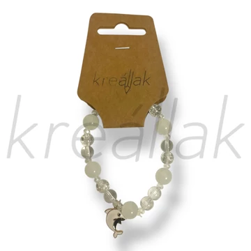 Fehér delfin medál karkötő