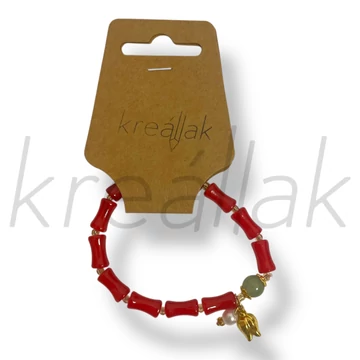 Piros tulipán medál karkötő