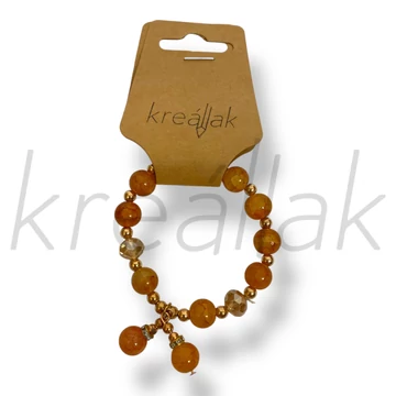 Narancs gyöngy medálos karkötő