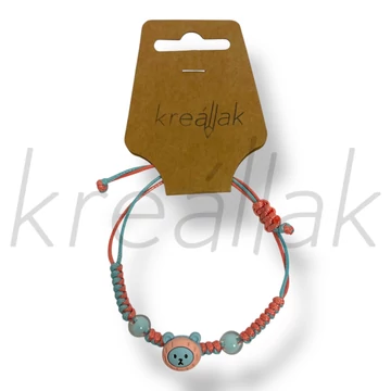 Maci fej medál karkötő kék 