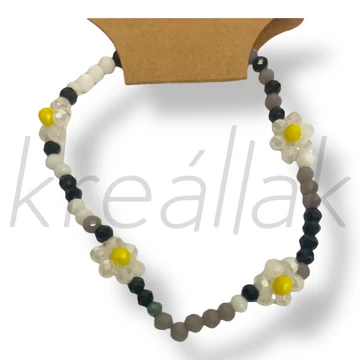 Fekete virág gyöngy karkötő