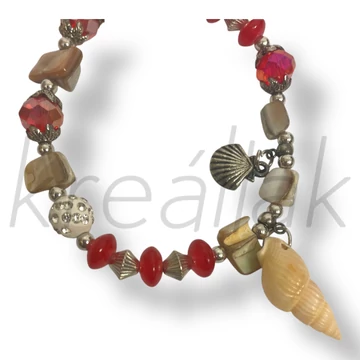 Piros kagylós karkötő