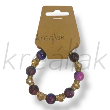 Lila márvány gyöngyös karkötő