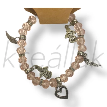 Rózsaszín angyal charm karkötő
