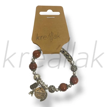 Barna gyöngyös charm karkötő