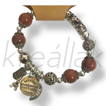 Barna gyöngyös charm karkötő