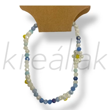 Kék apró gyöngy virág karkötő