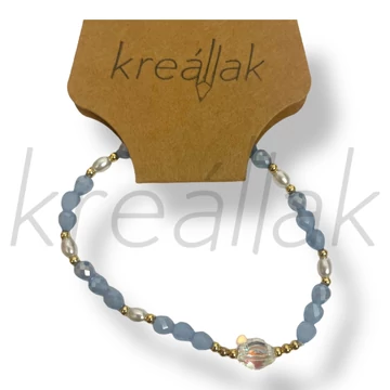 Apró kék gyöngyös lóhere karkötő