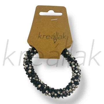 Apró gyöngyös fekete ezüst karkötő