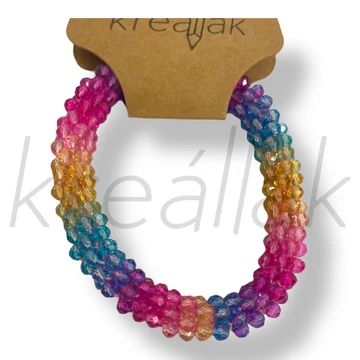 Apró gyöngyös pink szivárvány karkötő