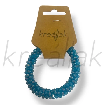 Apró gyöngyös türkizkék átlátszó karkötő