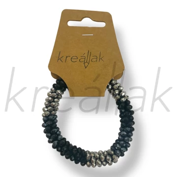 Apró gyöngyös fekete-ezüst karkötő