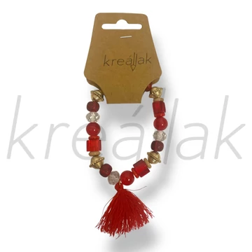 Piros bojtos karkötő