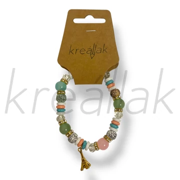 Pasztell Eiffel torony medál karkötő