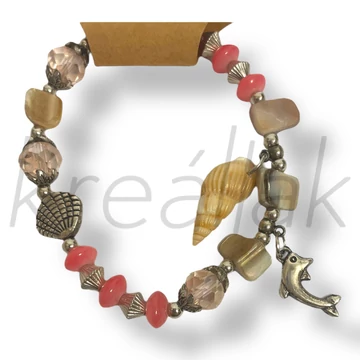 Rózsaszín kagylós karkötő