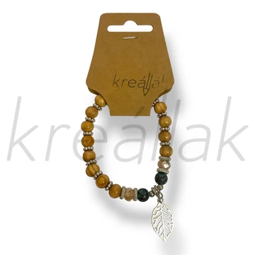 Levél medálos barna karkötő