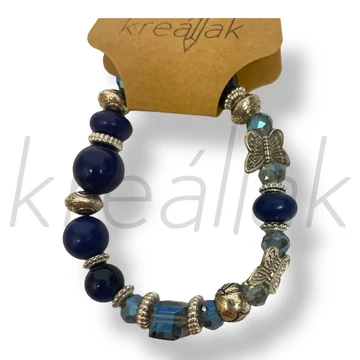 Sötétkék lepke  gyöngyös karkötő