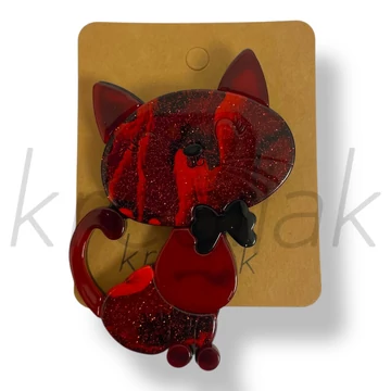 Piros nagy cicás kitűző