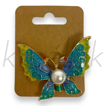 Bross - Színes lepke kitűző gyönggyel