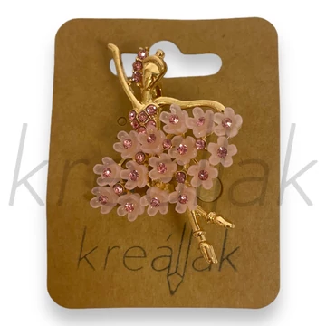 Bross - Balerina rózsaszín ruhában kitűző