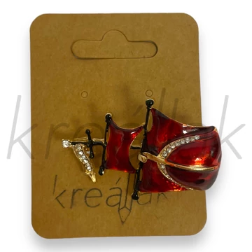 Bross - Piros hajó kitűző