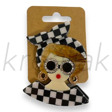 Bross - Pepita ruhás lány kitűző