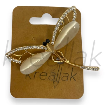 Bross - Fehér szitakötő kitűző