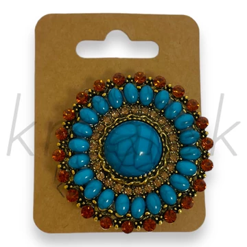 Bross - Mandala minta türkízkék kitűző