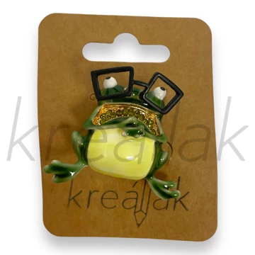 Bross - Szemüveges zöld béka kitűző